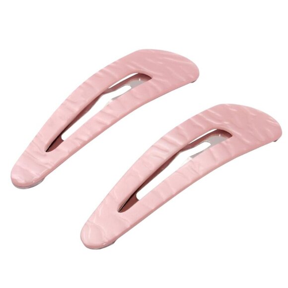 Set of 2 Large Celluloid Snap Hair Clips for Women Girls Pearl Pink